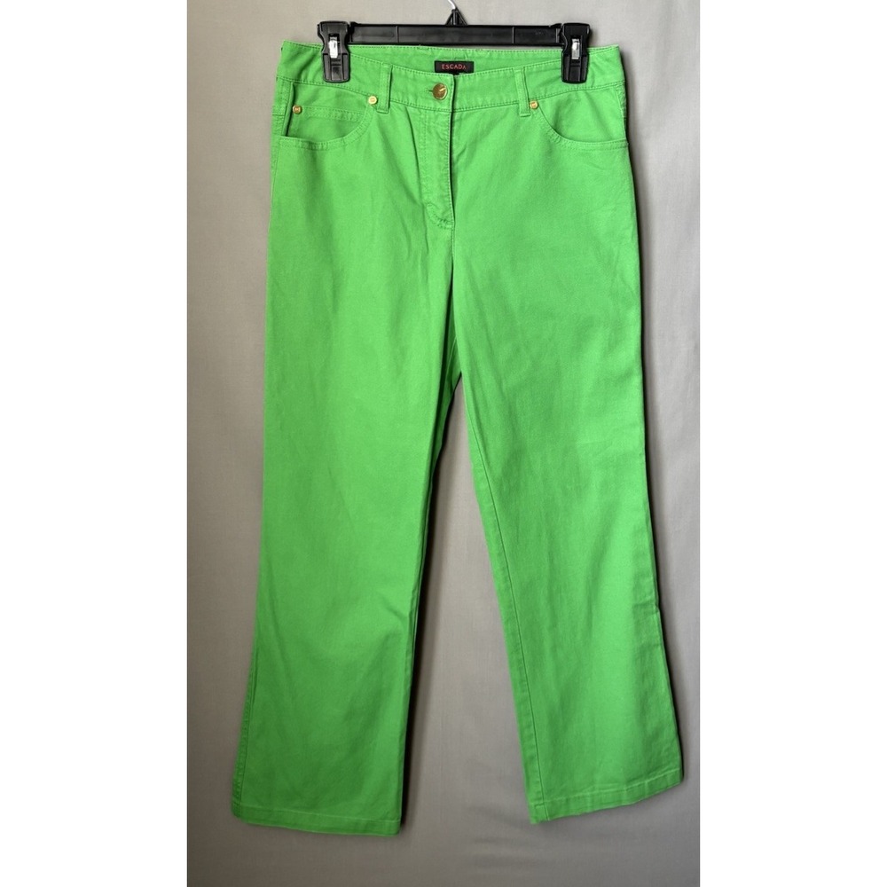 Escada Womens Size 36/US 4 Kelly Green Straight Leg Cotton Blend Stretch Jeans